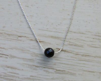 Black Onyx Single Bead Necklace on 